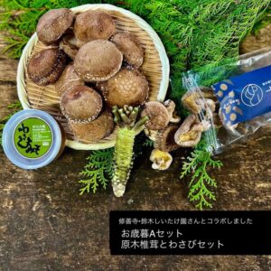 【伊豆市】お歳暮に、真妻わさびと原木しいたけのセット！〈ふじのくに美しく品格のある邑「いずのやね茅野」〉